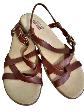 Bass Brown Leather Crisscross Slingback Sandals